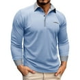 thumbnail image 1 of Caqnni Polo Shirts for Men Stretch Regular Fit Long Sleeve Casual Fall Winter Golf Shirts Button Collared T-Shirts with Pocket (Z03-Blue,M), 1 of 6