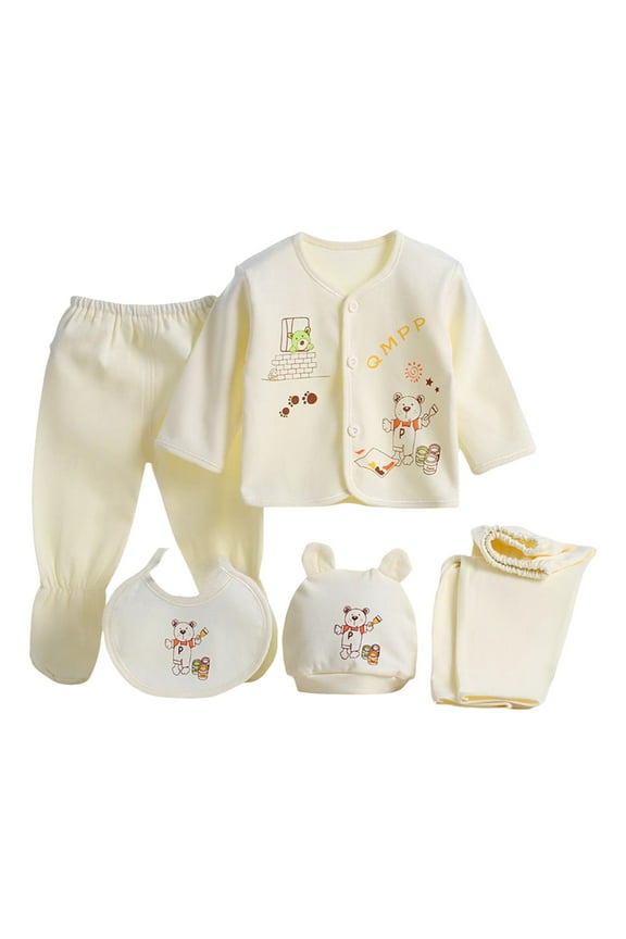 Preemie Baby Girl Boy Clothes Set +Bib+Sock Set Tops+Hat+Pants Girl Boy Baby 5Pcs Outfits Boy Shoes+Romper OutfitLayette Gift Set Gifts Set Layette Gift Set