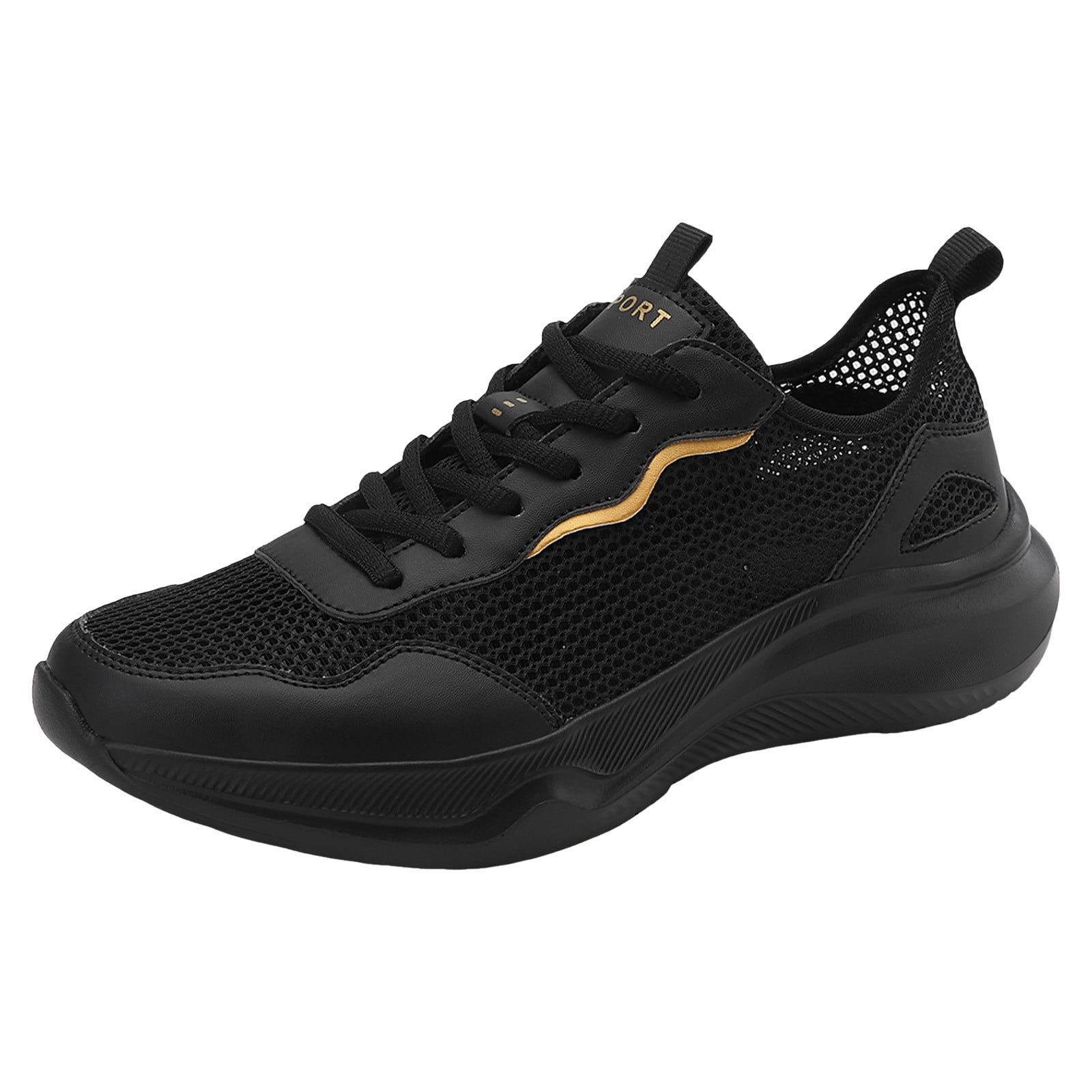 Caqnni Running Shoes for Men Gym Tennis Athletic Mesh Sneakers Lightweight Sports Fashion Workout Casual Shoes (Black,44)