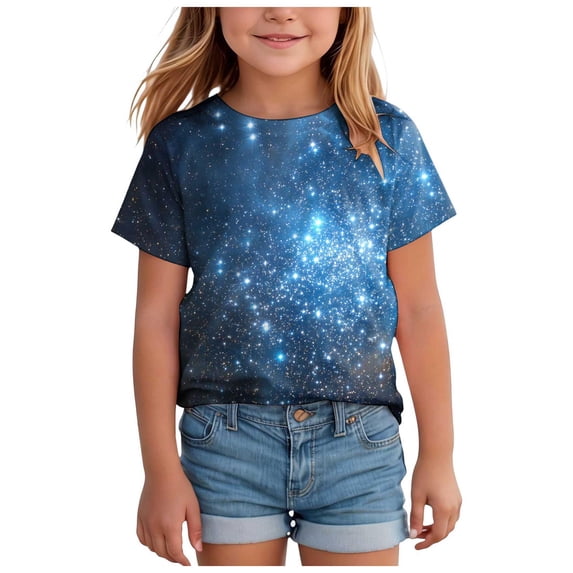 Caqnni Shirts for Boys Girls Short Sleeve Lightweight Streetwear Solid Color Summer Pullover Fashion SIZE 2-14 Years For School Shirt (3-4 Years,A223-Light Blue)