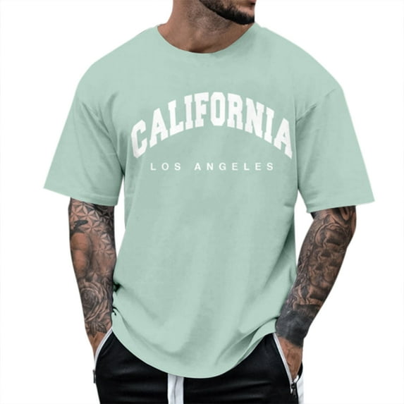Caqnni Shirts for Men Short Sleeve Lightweight Streetwear 3D Pullover Fashion (Mint Green,M)