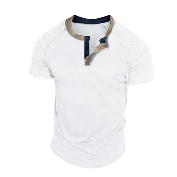 Caqnni Short Sleeve Polo Shirt, Midweight Men's Shirt (White,XXL)