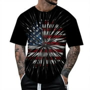 Caqnni Short Sleeve Soft Fitted Mens T-Shirts Colorful Design USA Flag T-Shirt Shirt Americaan Flag Mens ShirtsGrey,XL