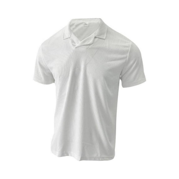 Caqnni Soft Men's Polo Shirts Classic Casual Wear with a Vintage Collar (White,M)