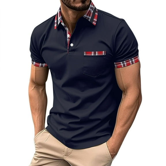 Caqnni Soft Men's Polo Shirts Classic Fit Collared Shirts for a Vintage Feel (Navy,M)