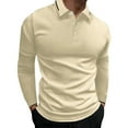 thumbnail image 1 of Caqnni Soft Men's Polo Shirts Classic Fit ed Shirts for Everyday Comfort (Khaki,L), 1 of 4