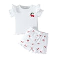 thumbnail image 1 of Caqnni Summer Outfits Set for Toddlers – Cute Flower Short Sleeve T-Shirt & Shorts 2Pcs Gift Set Summer 2Pcs Gift Outfits Set T-Shirt Set White 18-24 Months, 1 of 6