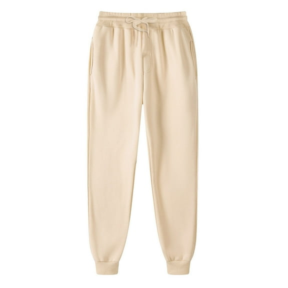 Caqnni Sweatpants Women Cinch Bottom Sweatpants Women High Waisted, Cotton Sweat Pants with Pockets Casual Lounge Athletic Joggers (Beige,XXL)