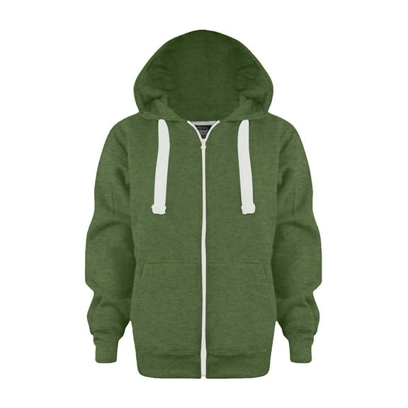 Caqnni Sweatshirt Color Solid Zip Jackets Long Hoodie Top Boys Sleeve Up Little Girls Kids Boys Coat&jacket (A08-Green,11-12 Years)