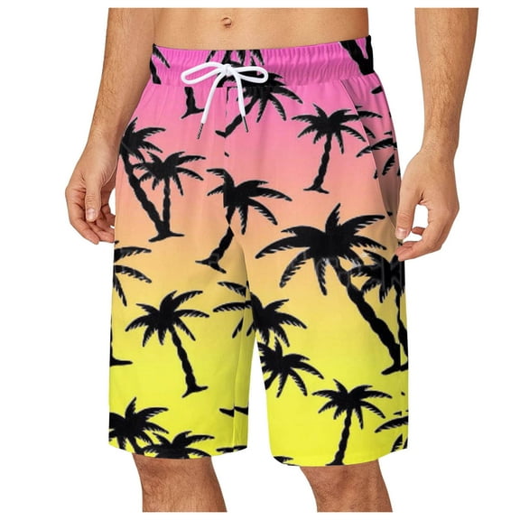 Caqnni Swimming Trunks for Men Short Mens Tall Board Shorts Men Summer Short Pant Printed Short Loose Board Casual Pant Short Beach Fashion Short (Pink,L)