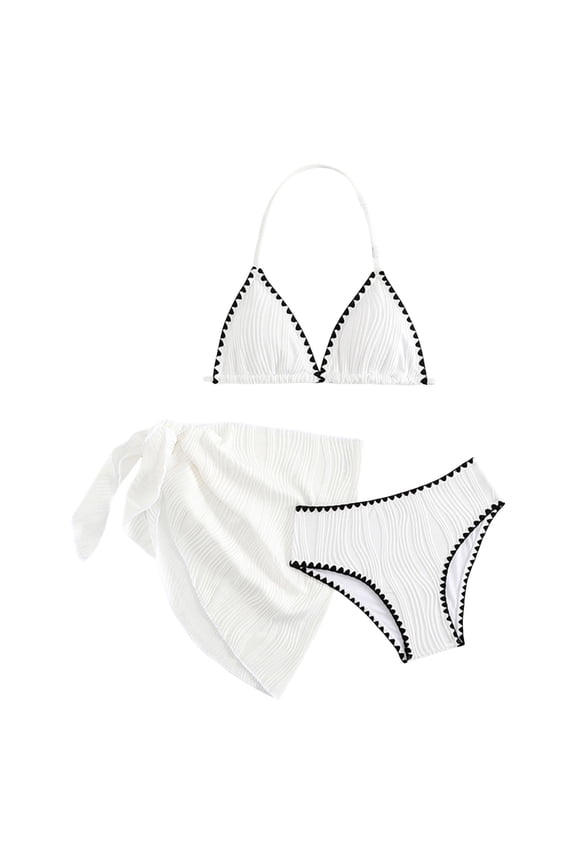 Teen Girls Swimsuits Girls Kids Cutout Bathing Suits Bikini Set Swimwear Suit for Summer Vacation 10-11 Years White