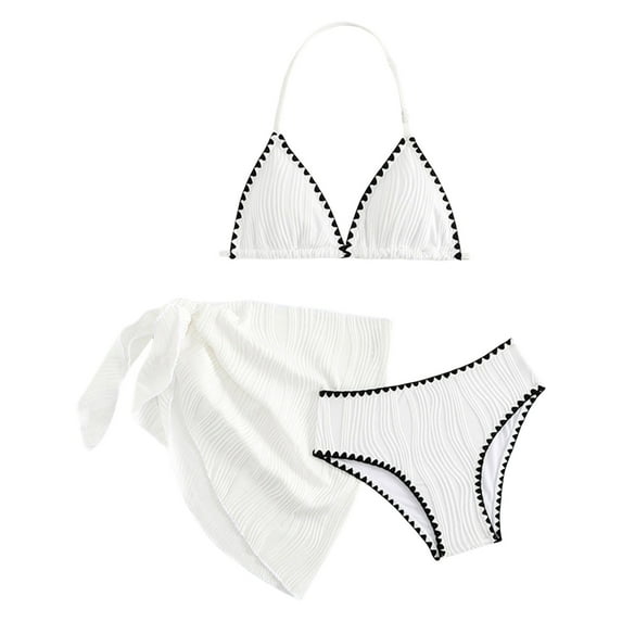 Caqnni Teen Girls Swimsuits Girls Kids Cutout Bathing Suits Bikini Set Swimwear Suit for Summer Vacation 10-11 Years White