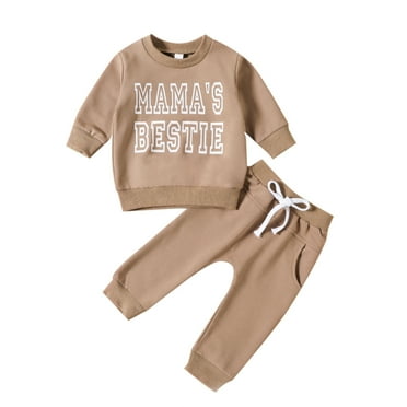 Caqnni Toddler Baby Boy Clothes Outfit Fall Winter Letter Print Long Sleeve Hooded Drawstring Jogger Pants Set (Gold,18-24 Months)