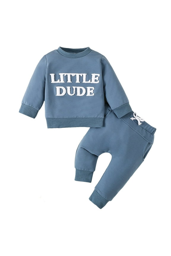 Toddler Baby Boy Fall Clothes Long Sleeve Pajama, Cotton Crewneck Sweatshirt + Jogger Pant Boys Winter Outfits for 0 6 12 18 24 M 1t 2t 3t 4t 5t Pajamas & Dailywear Setï¼0-6 Months