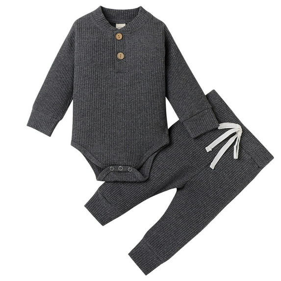 Caqnni Toddler Baby Boy Fall Outfit Contrast Color Long Sleeve Sweatshirts Stretch Jogger Pants Clothes Set Winter for 6 12 18 24 M 1t 2t 3t Pajamas & Dailywear Set(3-6 Months,Grey)