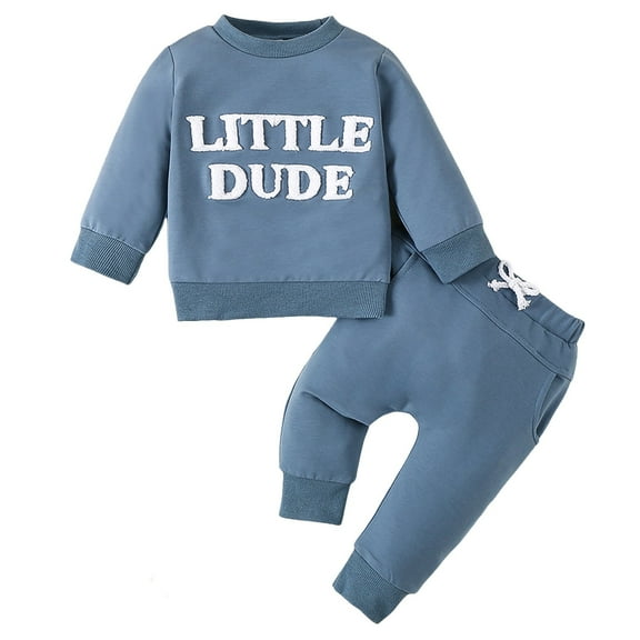 Caqnni Toddler Baby Boy Fall Outfit Sweatshirt Tops Elastic Pants Set Cute Clothes for 0 6 12 18 24 M 1t 2t 3t 4t 5t 6t Gift Sets(18-24 Months)