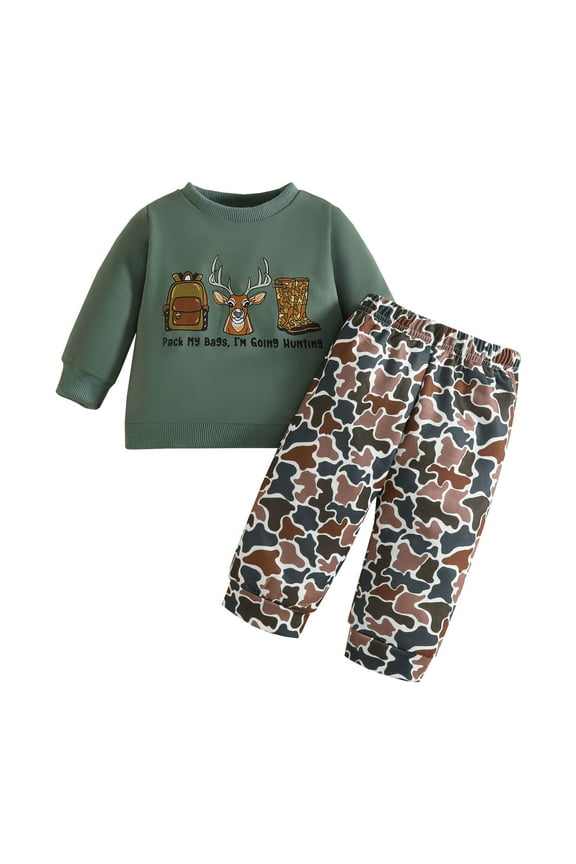 Caqnni Toddler Baby Boy Fall Outfits Long Sleeve Crew Neck Pullover Sweatshirt + Jogger Pants Set Winter Clothes for 0 6 12 18 24 M 1t 2t 3t 4t 5t Pajamas & Dailywear Setï¼12-18 Months