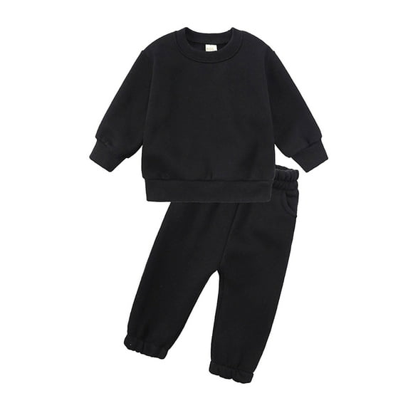 Caqnni Toddler Baby Boy Fall Winter Clothes 2T 3T 4T 5T Outfits Long Sleeve Knitted Cotton Tops Pants Clothes Set (3-4Y,Black)