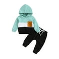 thumbnail image 1 of Caqnni Toddler Baby Boy Girl Clothes Print Long Sleeve Sweatshirt Tops and Casual Pants Fall Clothing Set (Z02-Mint Green,2-3 Years), 1 of 1