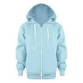 thumbnail image 1 of Caqnni Sweatshirt Color Solid Color Zip Jackets Long Hoodie Top Sleeve Up Little Girls Kids Boys Coat&jacket Child Clothing (7-8 Years,Z03-Sky Blue), 1 of 5