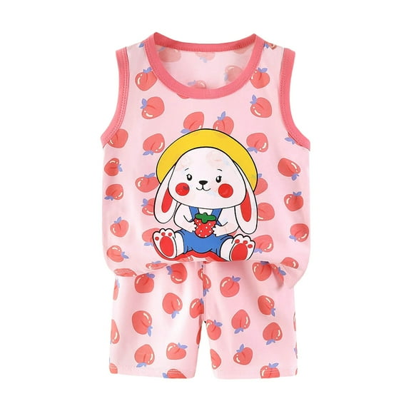 Caqnni Toddler Baby Boy Girls Clothes Outfits Short Summer Sleeve Letters Printed Shirt Elastic Shorts Sets 2PC Little Boy Set Summer Pjs For 18-24 Months 2t 3t 4t 5t 6t Pajamas & Dailywear Set