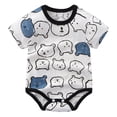 thumbnail image 1 of Caqnni Toddler Baby Boy Girls Clothes Outfits Short Summer Sleeve Letters Printed Shirt Elastic Shorts Sets Cartoon Print 2PC Summer Pjs Pajamas & Dailywear Set 0-3 Months,Blue, 1 of 4