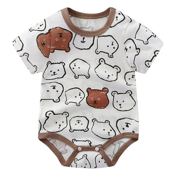 Caqnni Toddler Baby Boy Girls Clothes Outfits Short Summer Sleeve Letters Printed Shirt Elastic Shorts Sets Cartoon Print 2PC Summer Pjs Pajamas & Dailywear Set 3-6 Months,Coffee