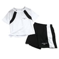 thumbnail image 1 of Caqnni Toddler Baby Boy Girls Outfit Set Short Sleeve T Shirt Top Elastic Drawstring Elastic Shorts with Pocket Summer 2Pcs Short Sets Summer Pjs Pajamas & Dailywear Set 7-8 Years,White, 1 of 3