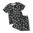 thumbnail image 1 of Caqnni Toddler Baby Boy Girls Summer Outfit Short Sleeve T Shirt Elastic Shorts Outfits Beach Casual 2Pcs Pajamas & Dailywear Set 7-8 Years,Black, 1 of 4