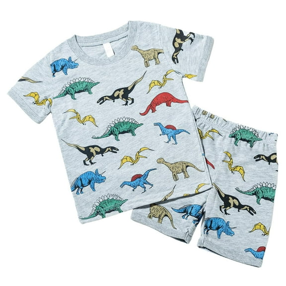 Caqnni Toddler Baby Boy Set Letter Print Crew Neck Short Sleeve T-Shirts Elastic Waist Shorts 2Pcs Outfits Short Sets Summer Pjs For 18-24 Months 2t 3t 4t 5t 6t Pajamas & Dailywear Set