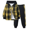 thumbnail image 1 of Caqnni Toddler Baby Boys Fall 2Pcs Plaid Hoodie Outfits Long Sleeve Plaid Hoodie Sweatshirt Tops and Drawstring Pants Plaid Hoodie Sets Clothing Fall Winter Plaid Hoodie Set (2-3 Years,A16-Yellow), 1 of 9