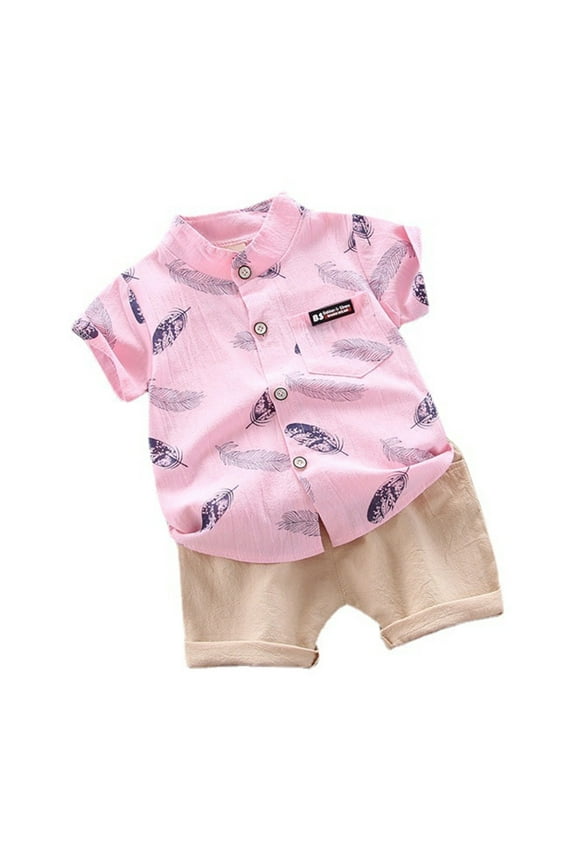 Toddler Baby Boys Summer 2PCS Outfits Sets Short Sleeve Cars Print Tops Plaid Shortss Clothes Suit Cartoon Feather T Shirt Tops Shorts Pants Outfits Set 2PCS Outfits Pajamas (6-12 Months)