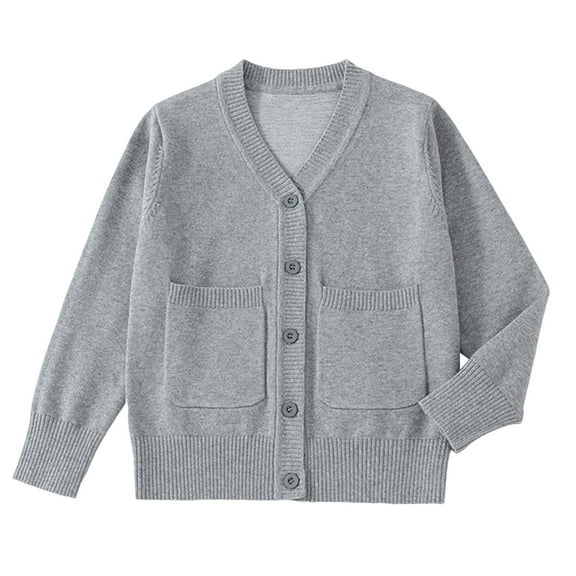 Caqnni Toddler Baby Girl Boy Knit Cardigan Sweater Long Sleeve Open Front Sweater Infant Fall Winter Clothes Warm Coats Sweatshirt Sweater(4-5 Years,Light Gray)