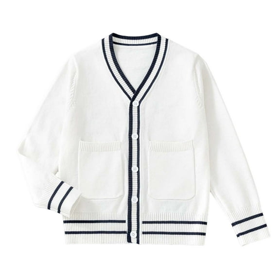 Caqnni Toddler Baby Girl Boy Soild Knit Sweater Round Neck Long Sleeve Pullover Sweatshirt Coat Fall Winter Clothes Sweater Coat，4-5 Years，White