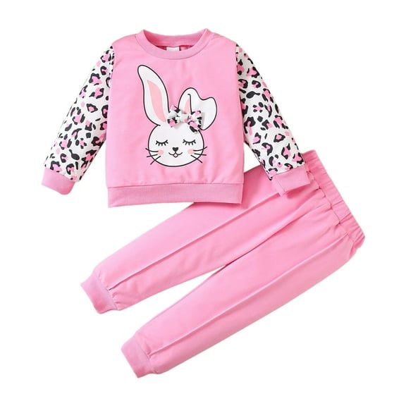 Caqnni Toddler Baby Girl Clothes 1T 2T 3T 4T 5T Fall Winter Outfits Long Sleeve Sweatshirt   Pants Sets for Girls 6 9 12 18 24 Months Pajamas & Dailywear Set，Pink，3-4 Years