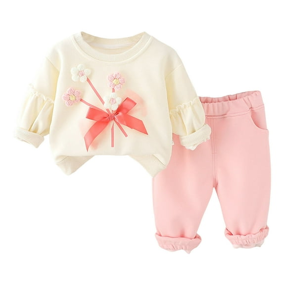 Caqnni Toddler Baby Girl Clothes Color Block Sweatshirt Pullover Tops Jogger Pants 2Pcs Fall Winter Sweatsuit Outfit Toddler Gift 3 6 12 18 24 Months 2T 3T Outfits,5-6 Years