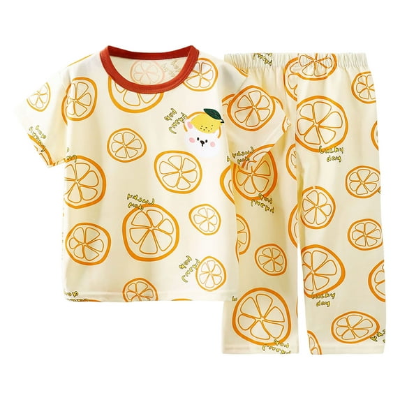 Caqnni Toddler Baby Girl Clothes Summer Girls Outfits, Short Sleeve Top+Shorts Cute Baby Clothing 1-5T 2Pcs Summer Playwear Beach Outfits 7-8 Years,Yellow