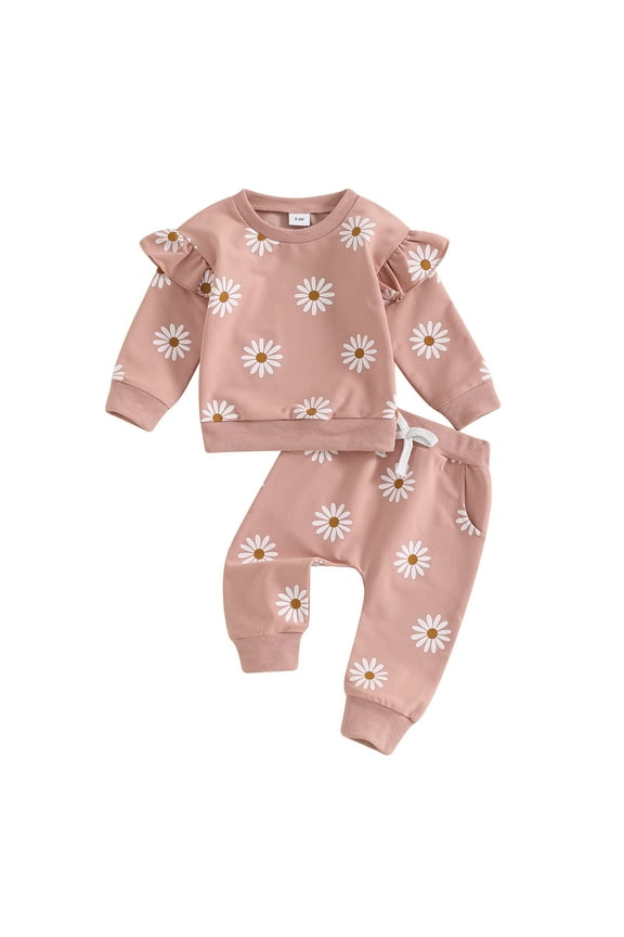 Toddler Baby Girl Fall Winter Crewneck Long Sleeve Sweatshirt and Sweatpants Sweatsuit Tracksuit Sets Toddler Gift 3 6 12 18 24 Months 2T 3T Outfits,6-12 Months