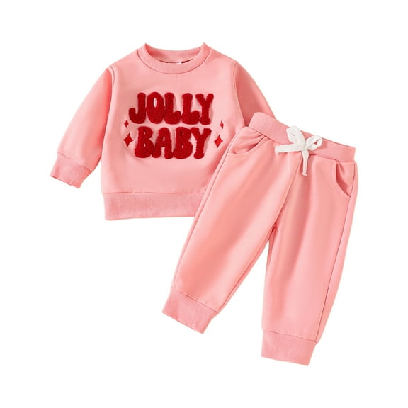 Caqnni Baby Girl Fall Outfits Color Block Long Sleeve Sweatshirt Pants Girls Sweatsuit Fall Clothes Pajamas & Dailywear Set Fall Winter Outfit,Red,12-18 Months