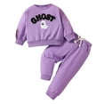 thumbnail image 1 of Caqnni Toddler Baby Girl Fall Winter Outfits Crewneck Pullover Sweatshirt and Jogger Pants Set Fall Winter Outfit for Girls 6 9 12 18 24 Months，6-12 Months，Purple, 1 of 7