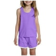 thumbnail image 1 of Caqnni Toddler Baby Girl Heart Print Suspender Romper Jumpsuit Playsuit Holiday Clothes Kids Summer Outfit Shorts Set Purple 14-15 Years, 1 of 5
