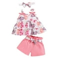 thumbnail image 1 of Caqnni Toddler Baby Girl Summer Clothes Set Outfit Short Sleeve T-Shirt and Shorts 2Pcs Suit for Girls Short T-shirt Sets Pink 6-9 Months, 1 of 9