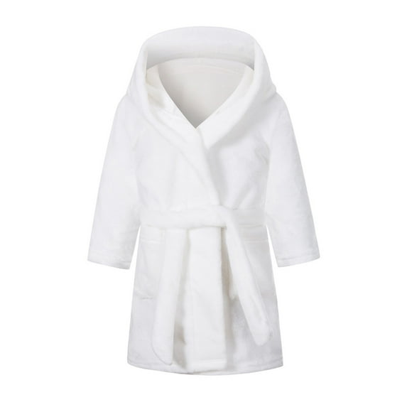 Caqnni Toddler Baby Girls Boys Children's Bathrobe Boys Girls Hoodie Robes Toddler Soft Pajamas Sleepwear,Night Robe Sleepwear Pajamas Kids Robe for 2-12 Years (A05-White,11-12 Years)