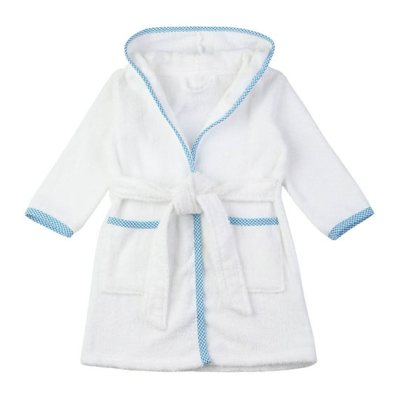 Caqnni Toddler Kids Baby Boys Girls Printed Bathrobes Hooded Warm Flannel Night Robe Sleepwear Cute Warm Pajamas Robe Kids Nightwear Pjs Homewear for 1-12 Years (A04-Blue,11-12 Years)