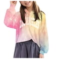 thumbnail image 1 of Caqnni Toddler Baby Girls Clothes Long-sleeve Tie Dye Hoodie Sweatshirt Joggers Pants Hooded for Fall and Winter (8-9 Years,Khaki), 1 of 4