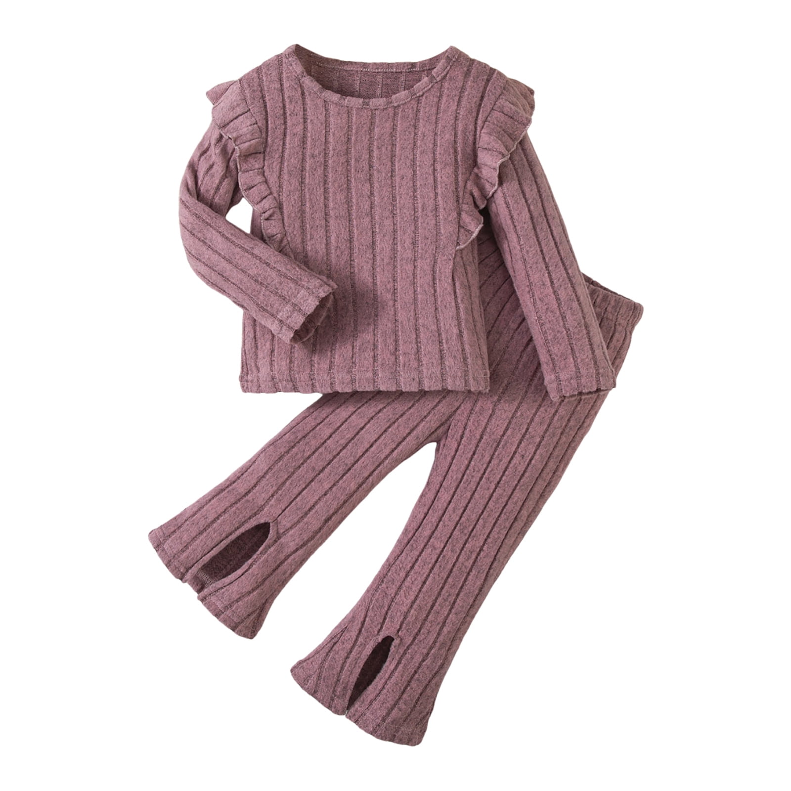 Toddler Girl 2-Piece Outfit – Flower Sweatshirt & Elastic Waist Pants For Fall & Winter 2 thumbnail image