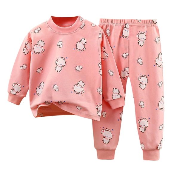 Caqnni Toddler Baby Girls Fall Outfits Long Sleeve Pull On Sweatshirt Elastic Waist Pants 2Pcs Set Fall Winter Set for Girls 6 9 12 18 24 Months,Pink,2-3 Years