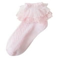 thumbnail image 1 of Caqnni Toddler Baby Girls Ruffle Lace Socks Cotton Frilly Ankle Socks Kids Princess Dress Socks Dress Socks Indoor&Outdoor Wear,10-16 Years, 1 of 3