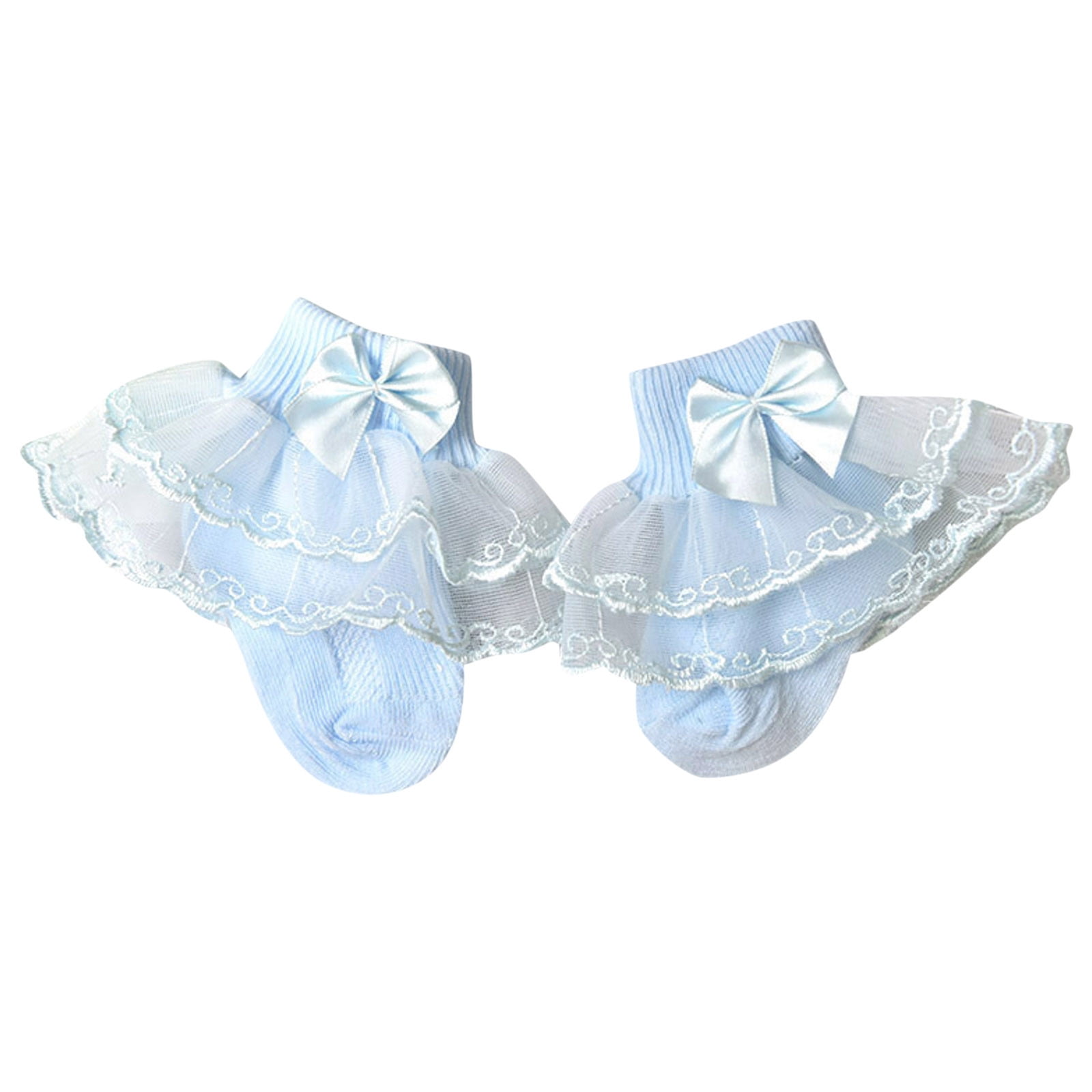 Meeshine Toddler Girls Ruffle Lace Socks - 5 Pairs, Cotton Ankle Socks With Frilly Trim, 1-9T