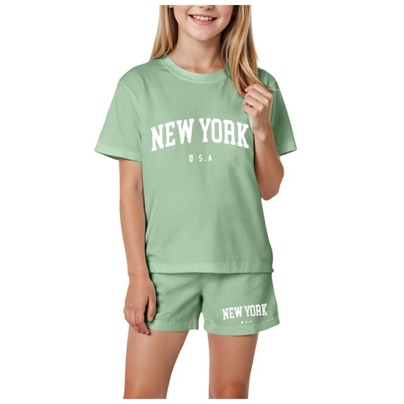Caqnni Toddler Baby Girls Summer Clothes Set Kids Watermelon Print T-shirt Short Sets Outfits for 1-4 Years Old Short T-shirt Sets Green 2-3 Years